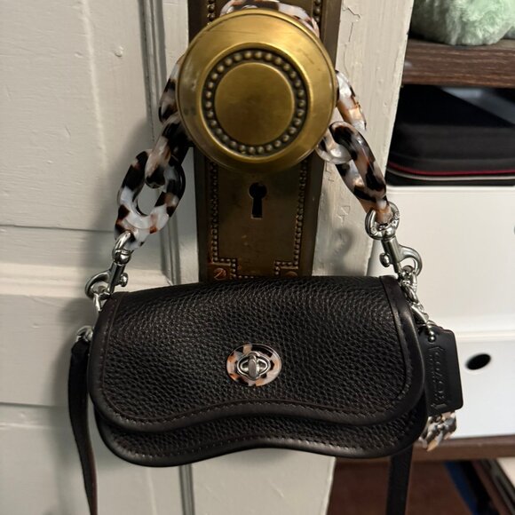 Mini Black Coachtopia Wavy Dinky Bag With Crossbody Strap - Picture 1 of 9